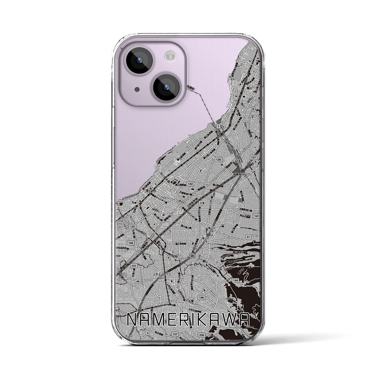 【滑川（富山県）】地図柄iPhoneケース（クリアタイプ）