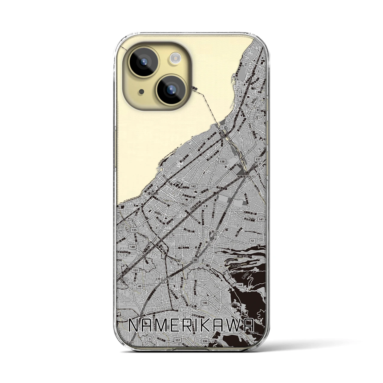 【滑川（富山県）】地図柄iPhoneケース（クリアタイプ）