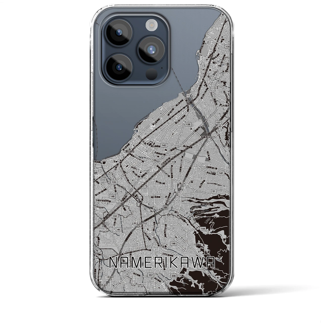 【滑川（富山県）】地図柄iPhoneケース（クリアタイプ）