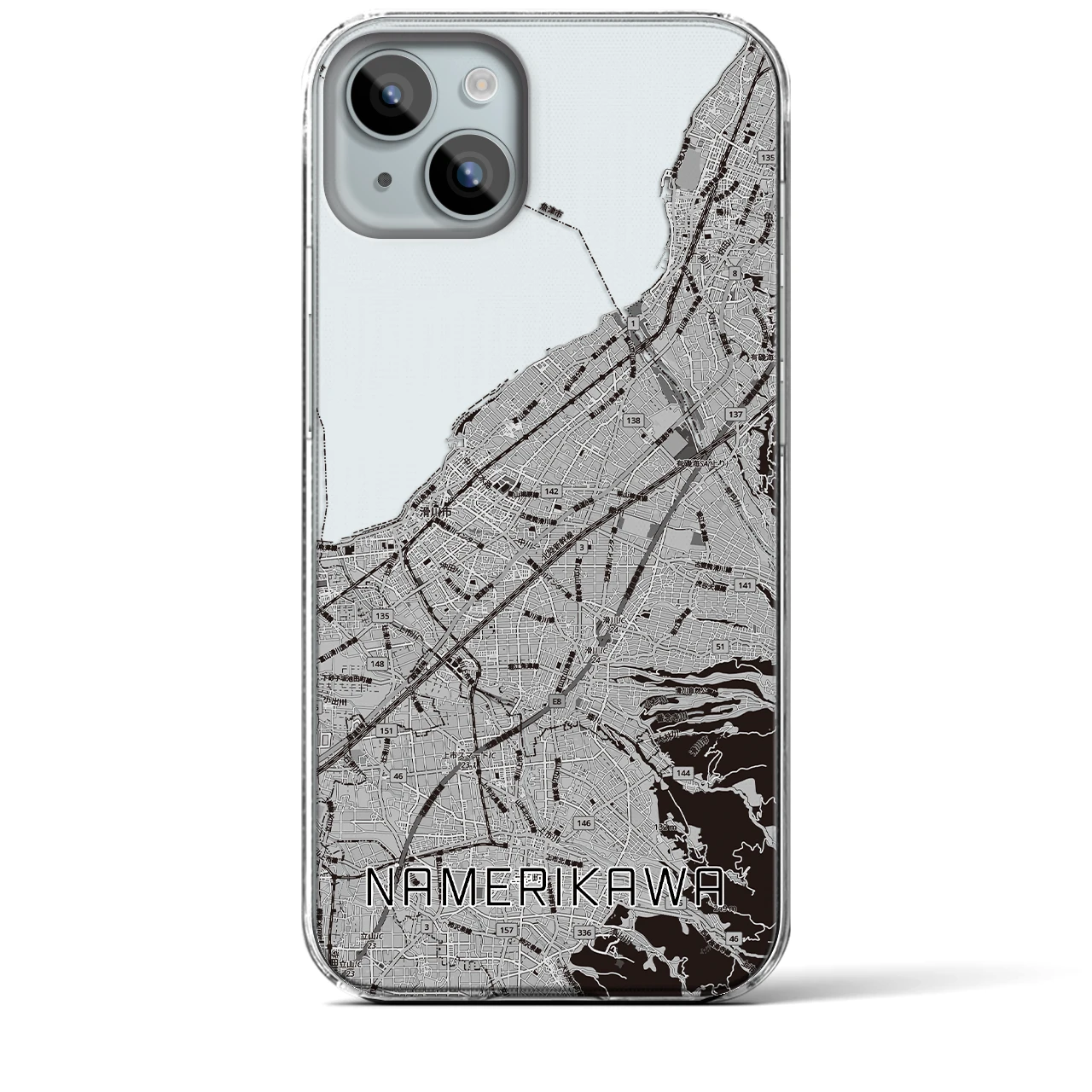 【滑川（富山県）】地図柄iPhoneケース（クリアタイプ）