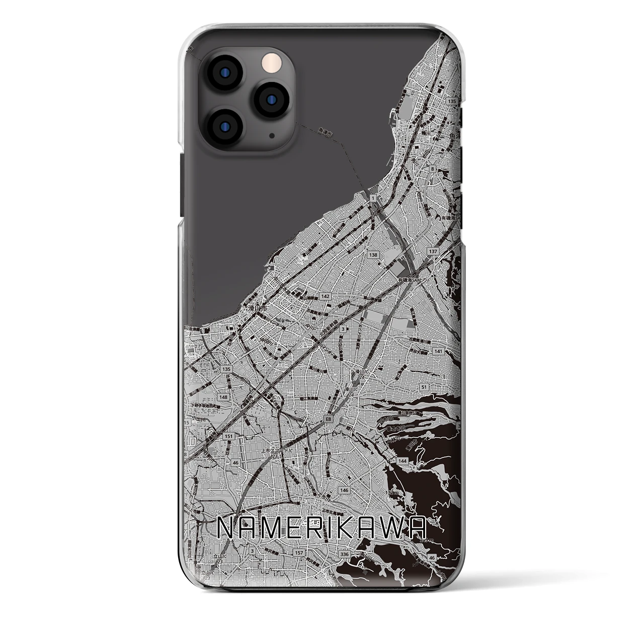 【滑川（富山県）】地図柄iPhoneケース（クリアタイプ）