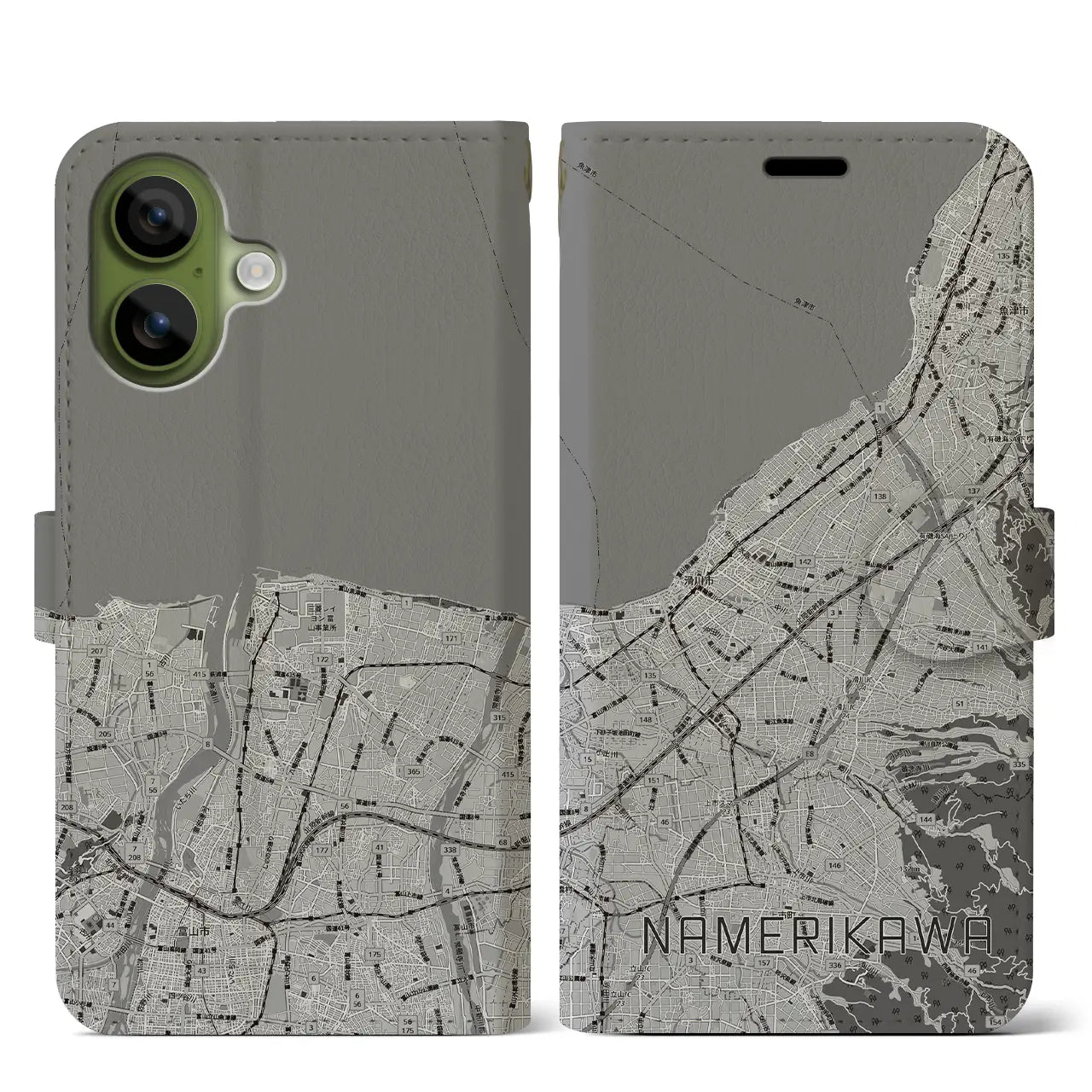 【滑川（富山県）】地図柄iPhoneケース（手帳タイプ）