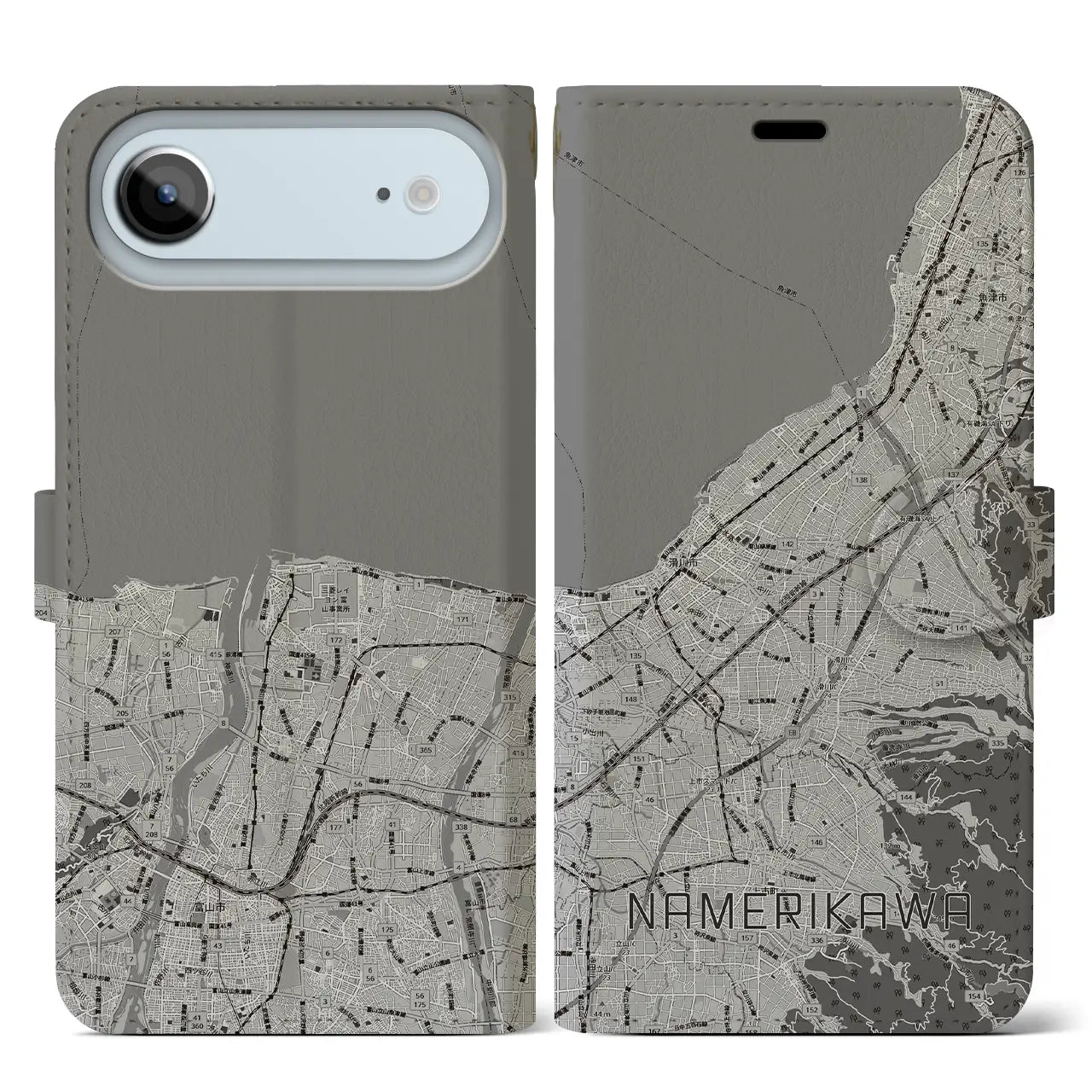 【滑川（富山県）】地図柄iPhoneケース（手帳タイプ）