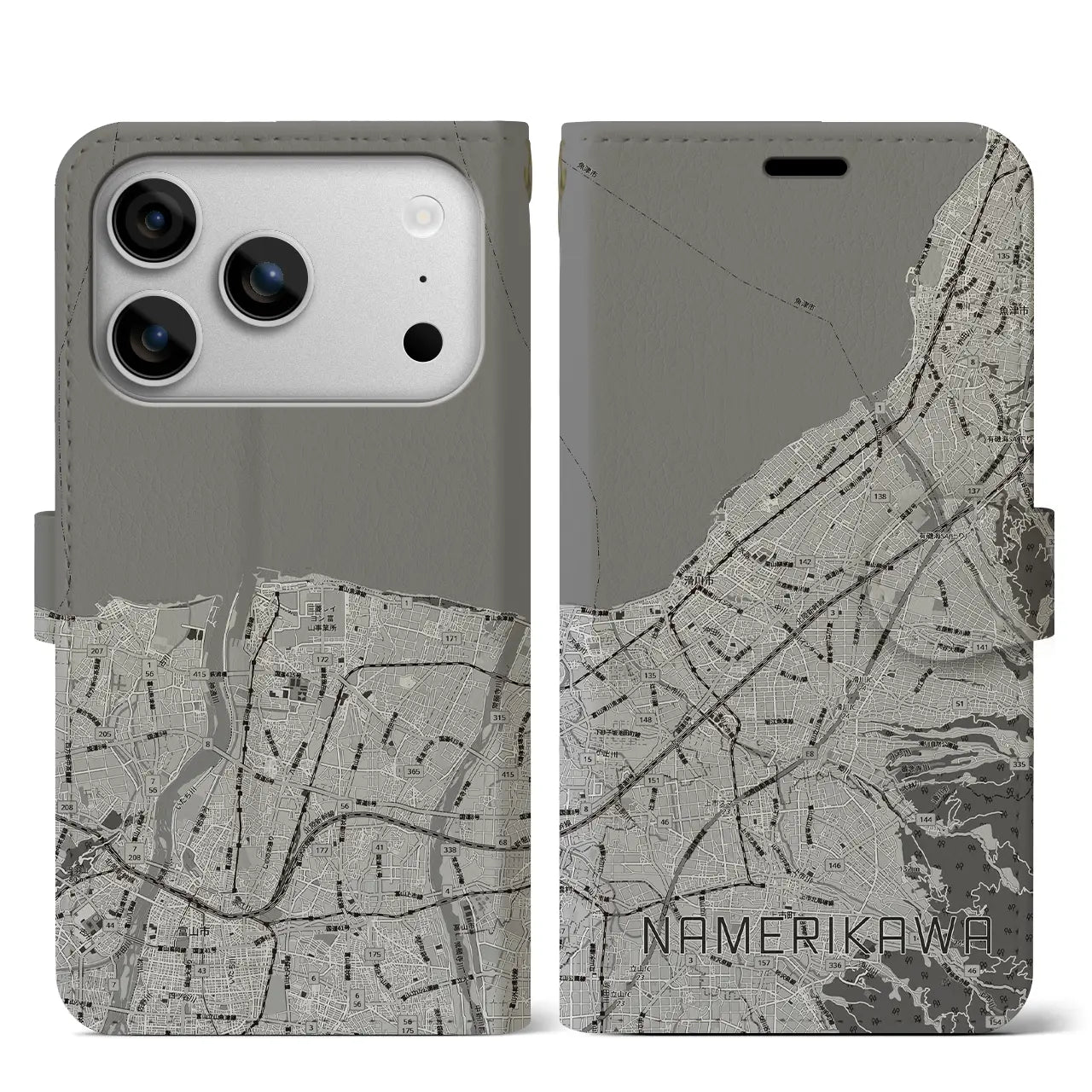 【滑川（富山県）】地図柄iPhoneケース（手帳タイプ）