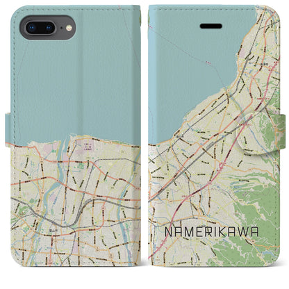 【滑川（富山県）】地図柄iPhoneケース（手帳タイプ）ナチュラル・iPhone 8Plus /7Plus / 6sPlus / 6Plus 用