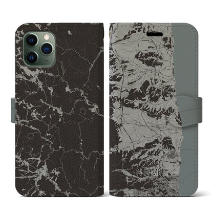 【浪江（福島県）】地図柄iPhoneケース（手帳タイプ）モノトーン・iPhone 11 Pro 用