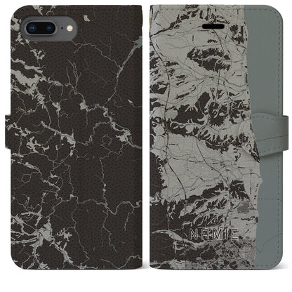 【浪江（福島県）】地図柄iPhoneケース（手帳タイプ）モノトーン・iPhone 8Plus /7Plus / 6sPlus / 6Plus 用