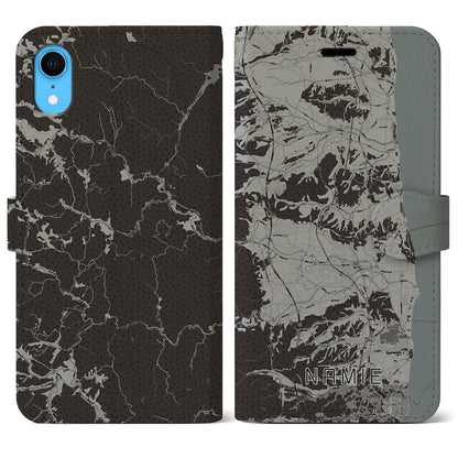 【浪江（福島県）】地図柄iPhoneケース（手帳タイプ）モノトーン・iPhone XR 用