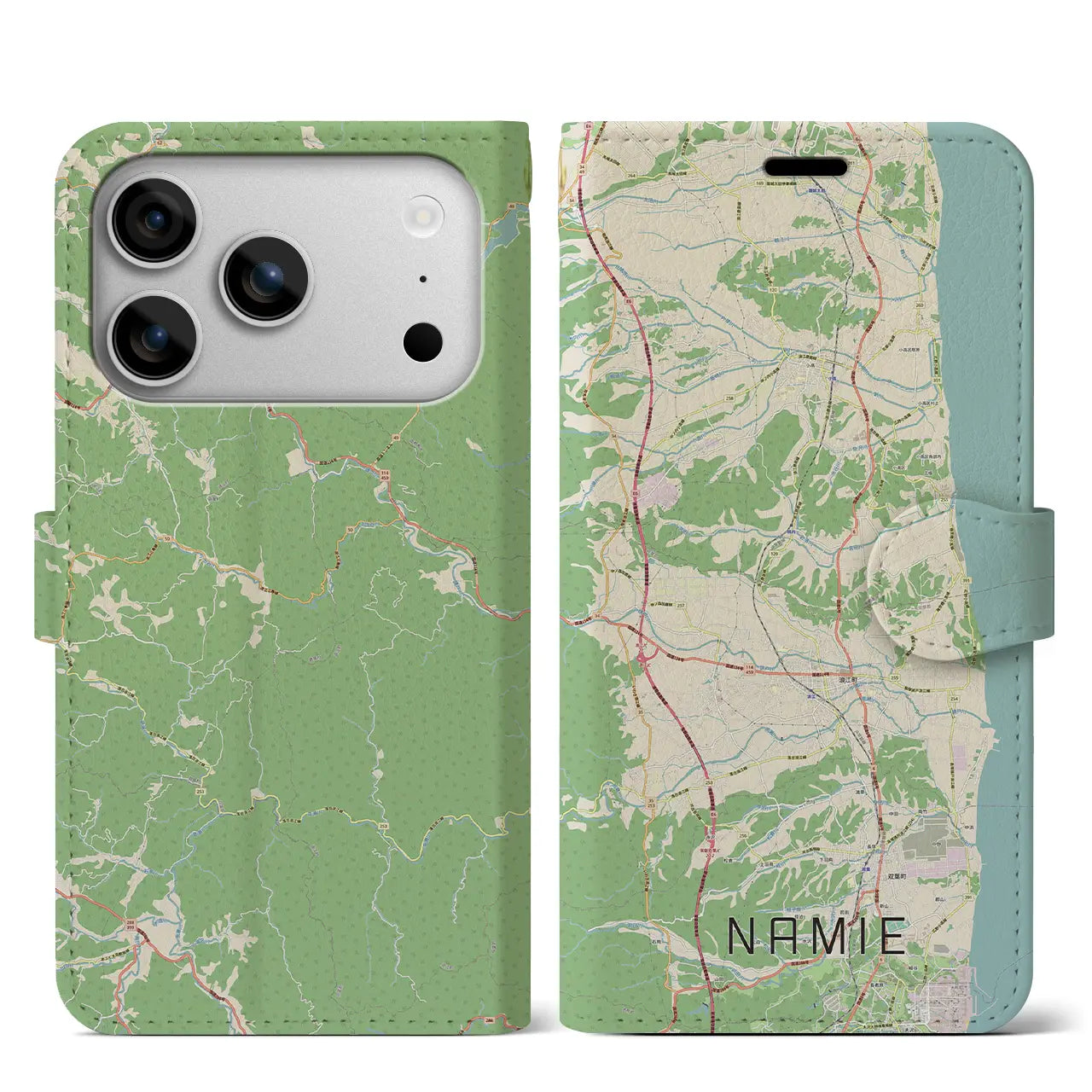 【浪江（福島県）】地図柄iPhoneケース（手帳タイプ）