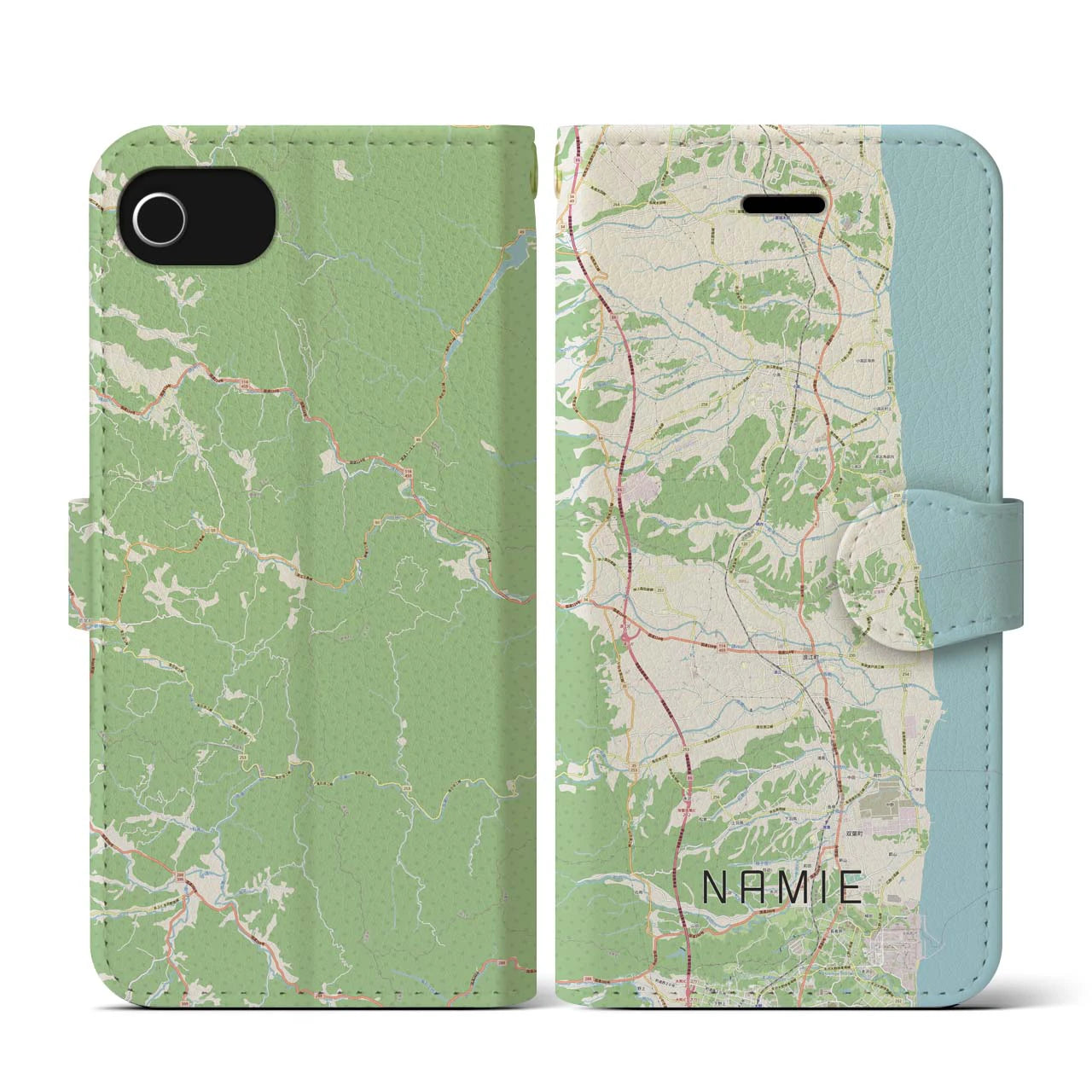 【浪江（福島県）】地図柄iPhoneケース（手帳タイプ）