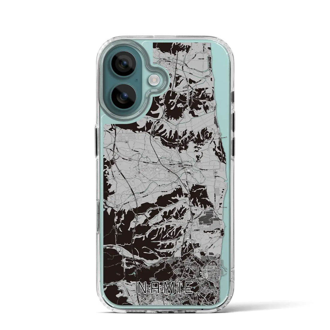 【浪江（福島県）】地図柄iPhoneケース（MagSafeタイプ）モノトーン・iPhone 16 Pro 用