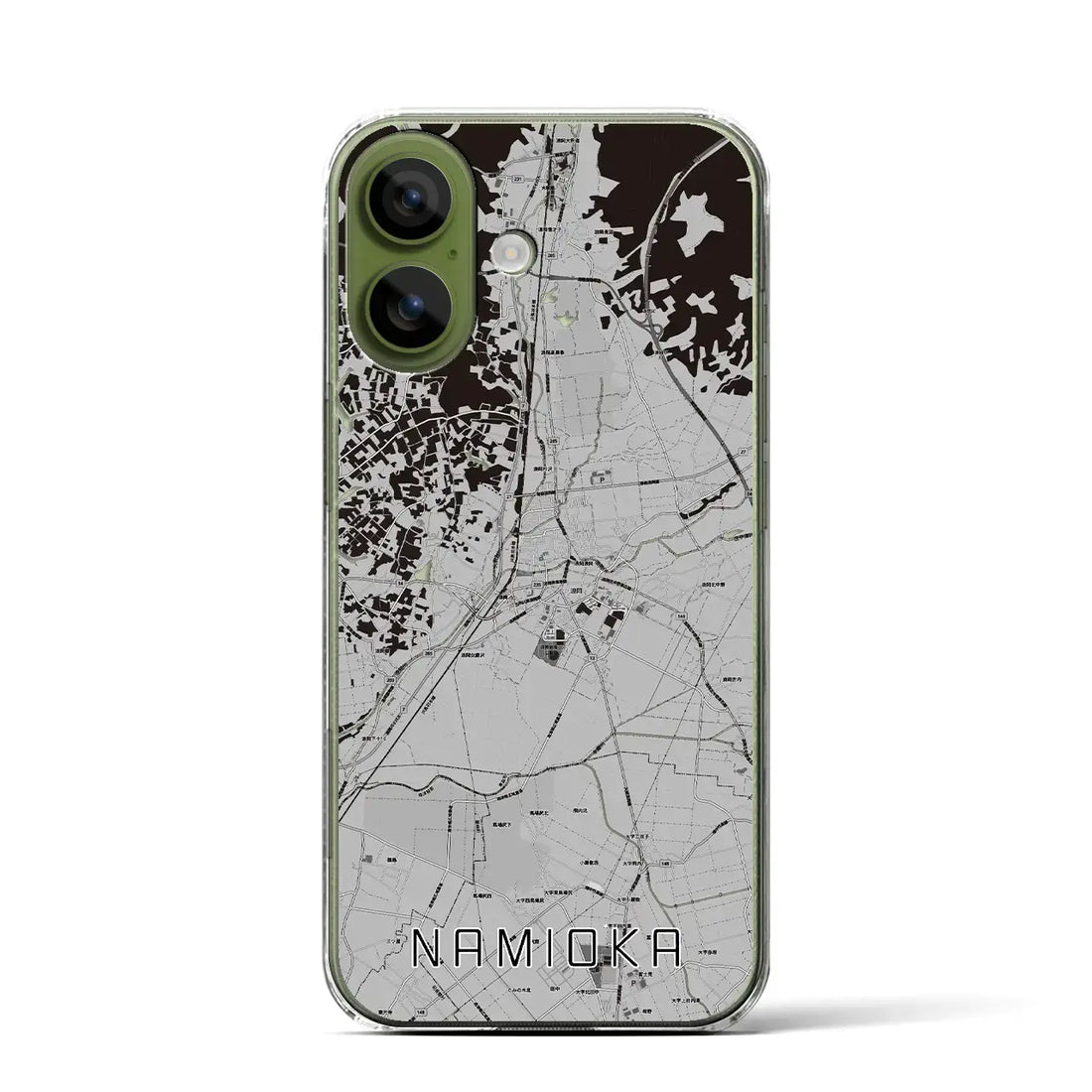 【浪岡（青森県）】地図柄iPhoneケース（クリアタイプ）モノトーン・iPhone 17 Pro Max 用