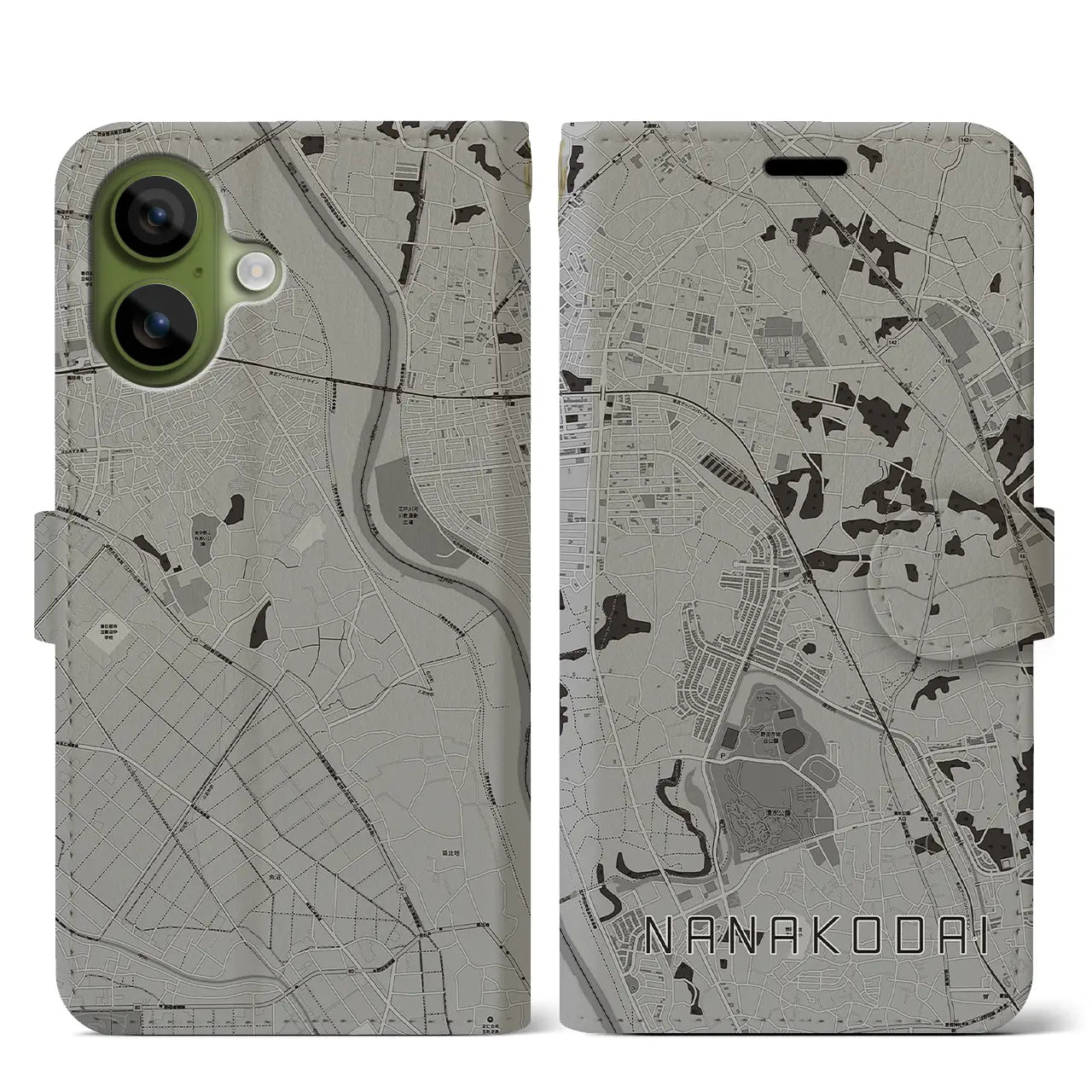 【七光台（千葉県）】地図柄iPhoneケース（手帳タイプ）