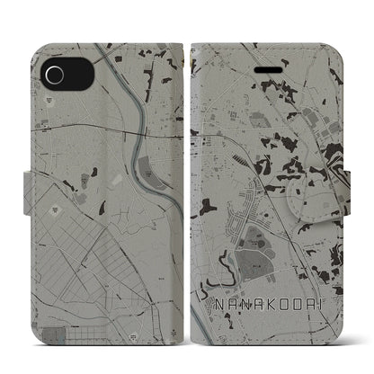 【七光台（千葉県）】地図柄iPhoneケース（手帳タイプ）モノトーン・iPhone SE（第3 / 第2世代） / 8 / 7 / 6s / 6 用