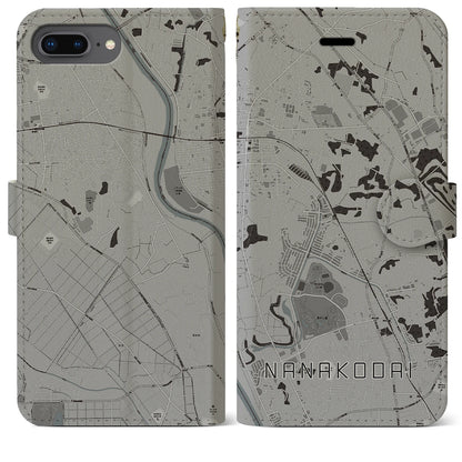 【七光台（千葉県）】地図柄iPhoneケース（手帳タイプ）モノトーン・iPhone 8Plus /7Plus / 6sPlus / 6Plus 用