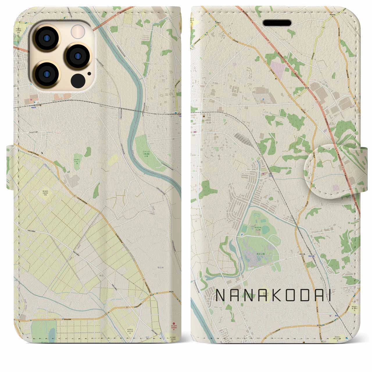 【七光台（千葉県）】地図柄iPhoneケース（手帳タイプ）