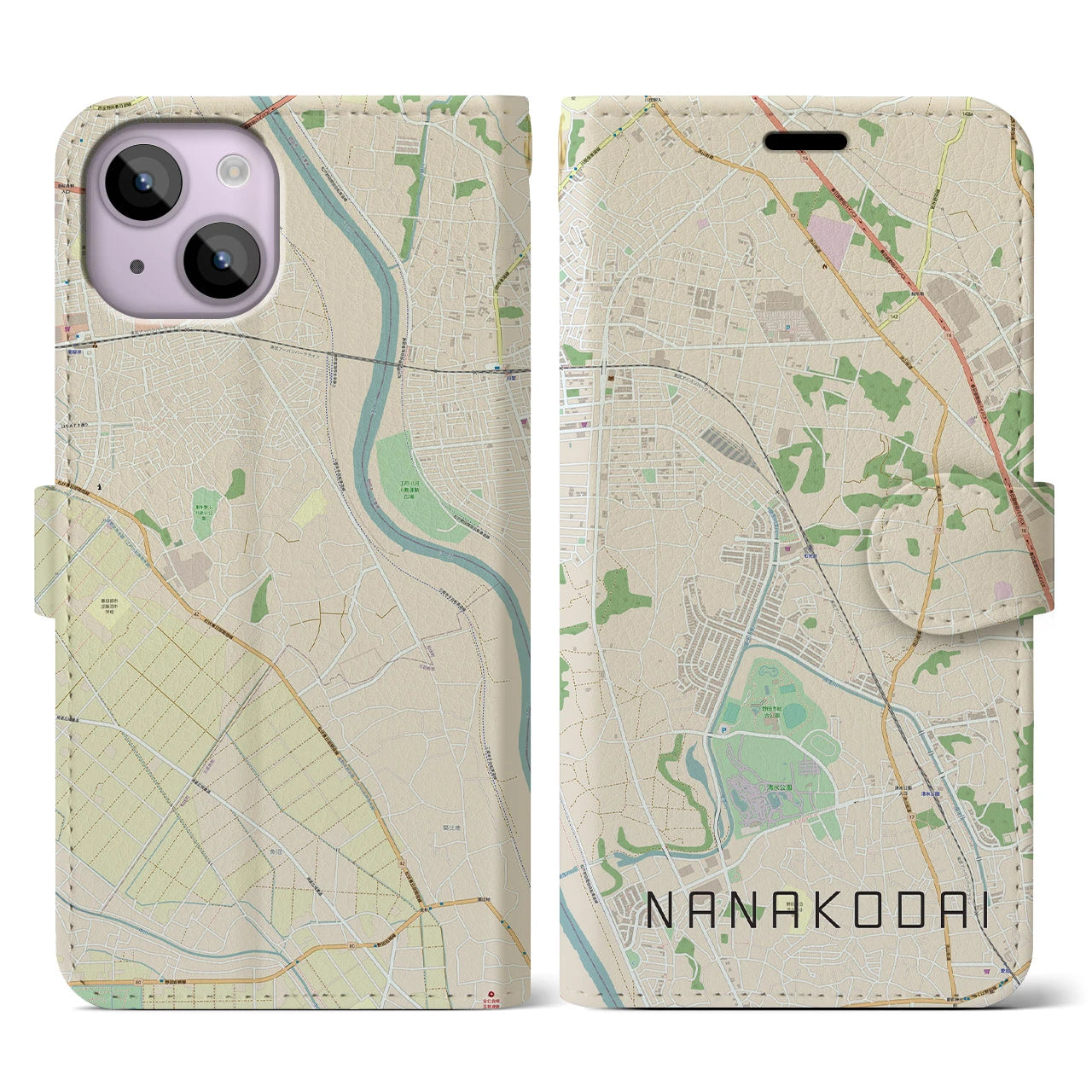 【七光台（千葉県）】地図柄iPhoneケース（手帳タイプ）