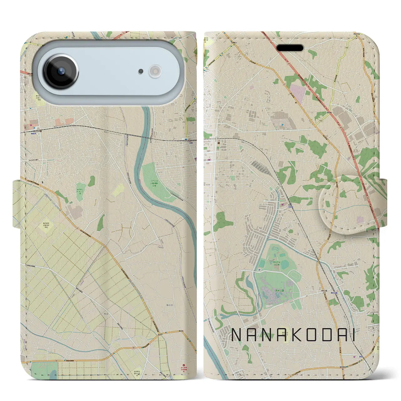 【七光台（千葉県）】地図柄iPhoneケース（手帳タイプ）