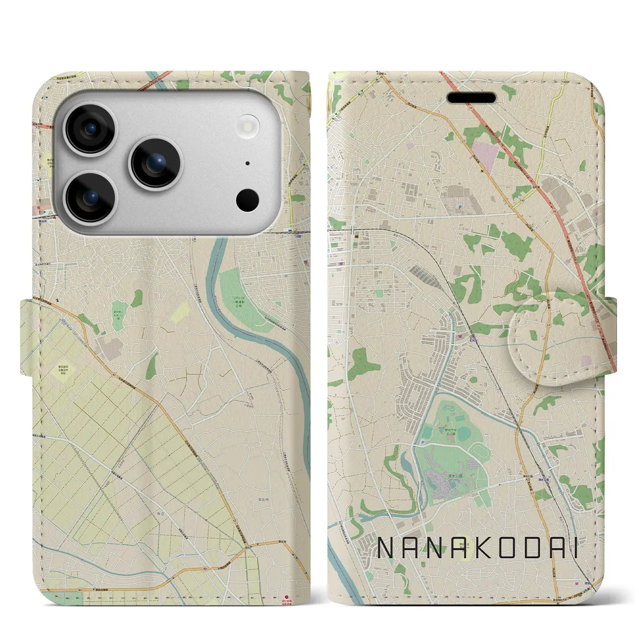 【七光台（千葉県）】地図柄iPhoneケース（手帳タイプ）