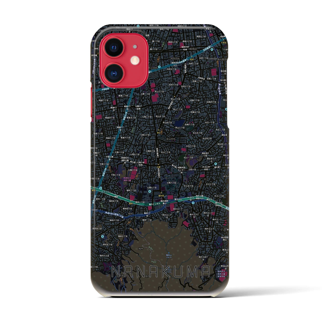 【七隈（福岡県）】地図柄iPhoneケース（バックカバータイプ）