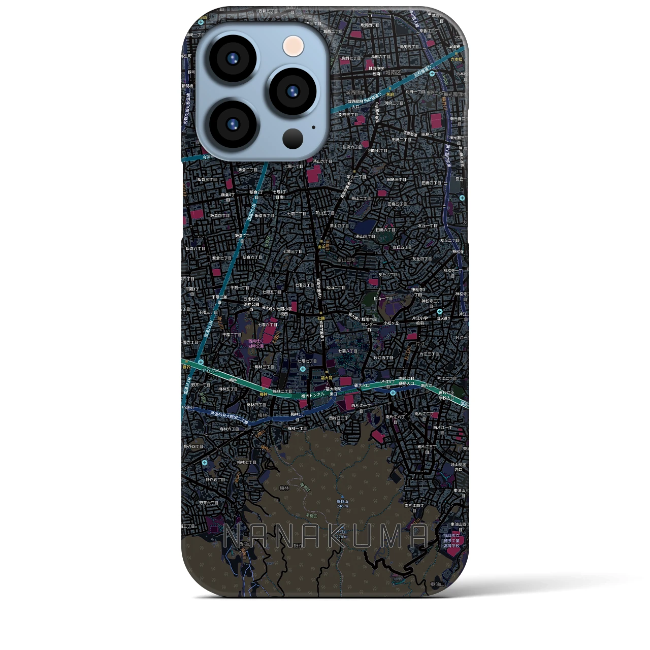 【七隈（福岡県）】地図柄iPhoneケース（バックカバータイプ）