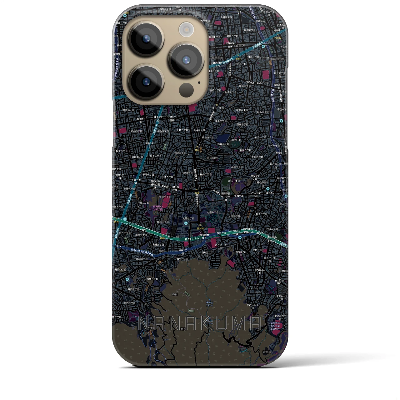 【七隈（福岡県）】地図柄iPhoneケース（バックカバータイプ）