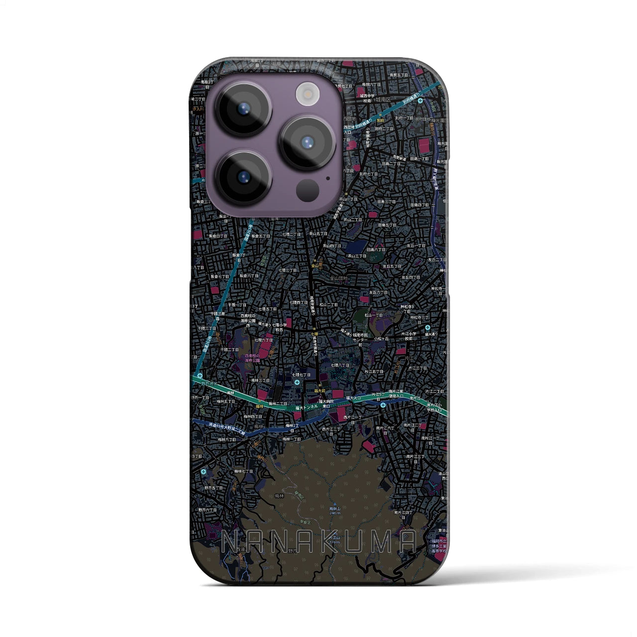 【七隈（福岡県）】地図柄iPhoneケース（バックカバータイプ）