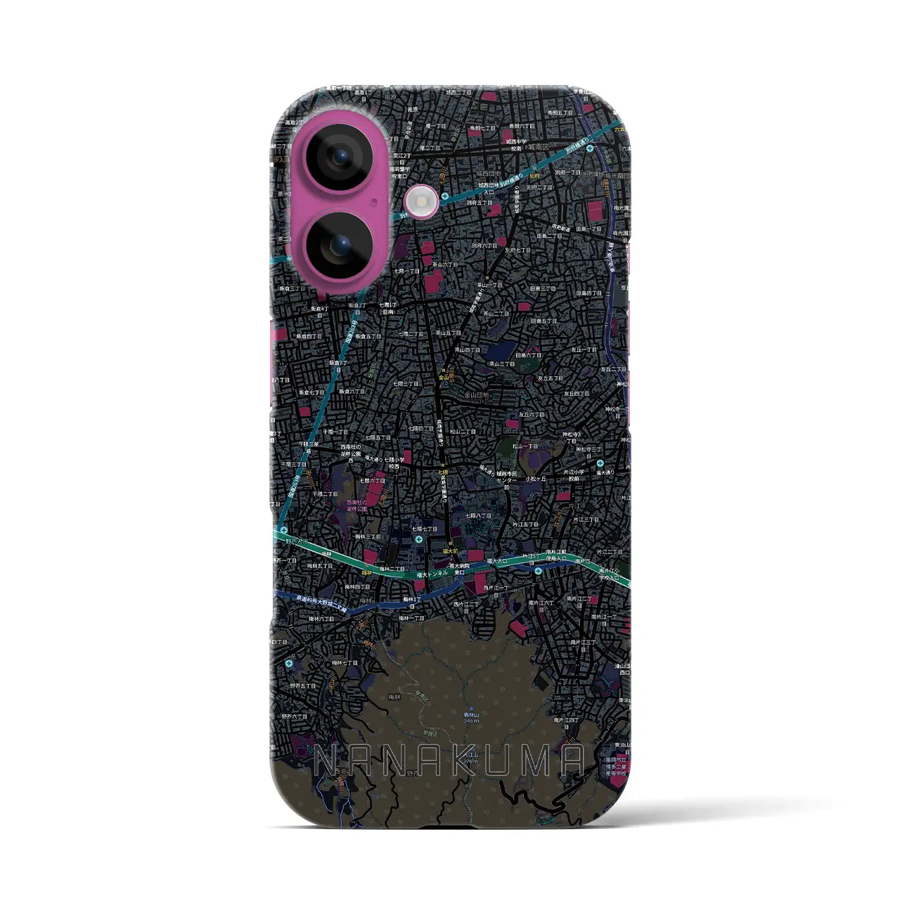 【七隈（福岡県）】地図柄iPhoneケース（バックカバータイプ）