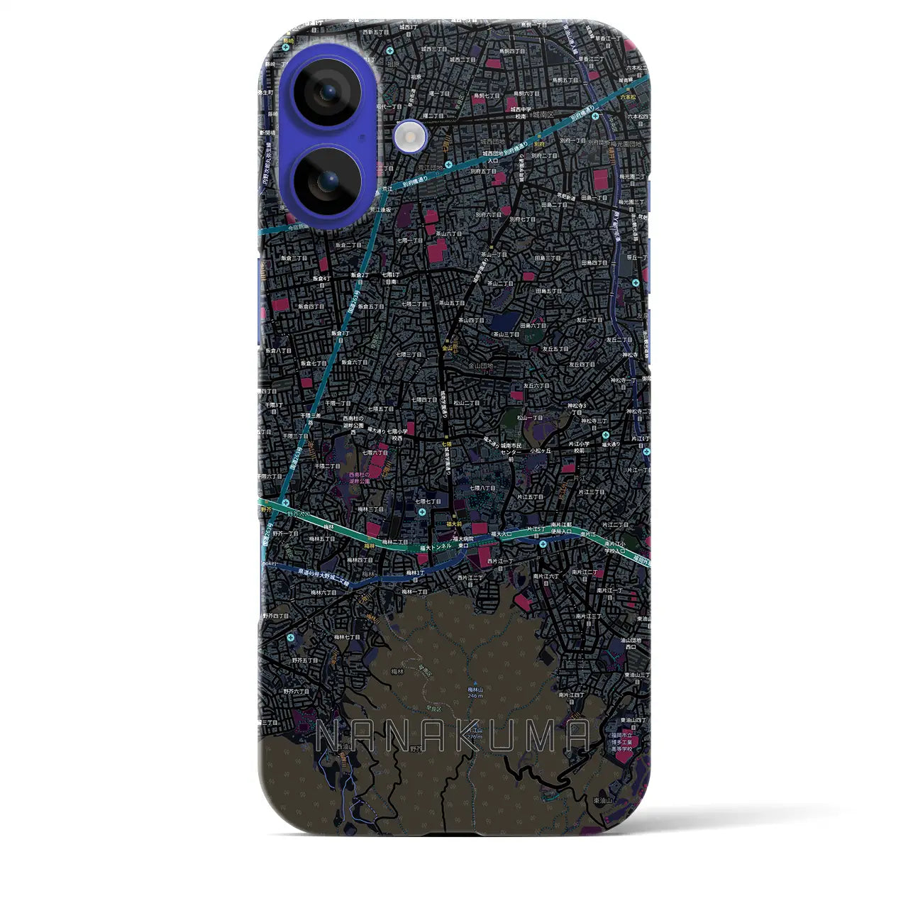 【七隈（福岡県）】地図柄iPhoneケース（バックカバータイプ）