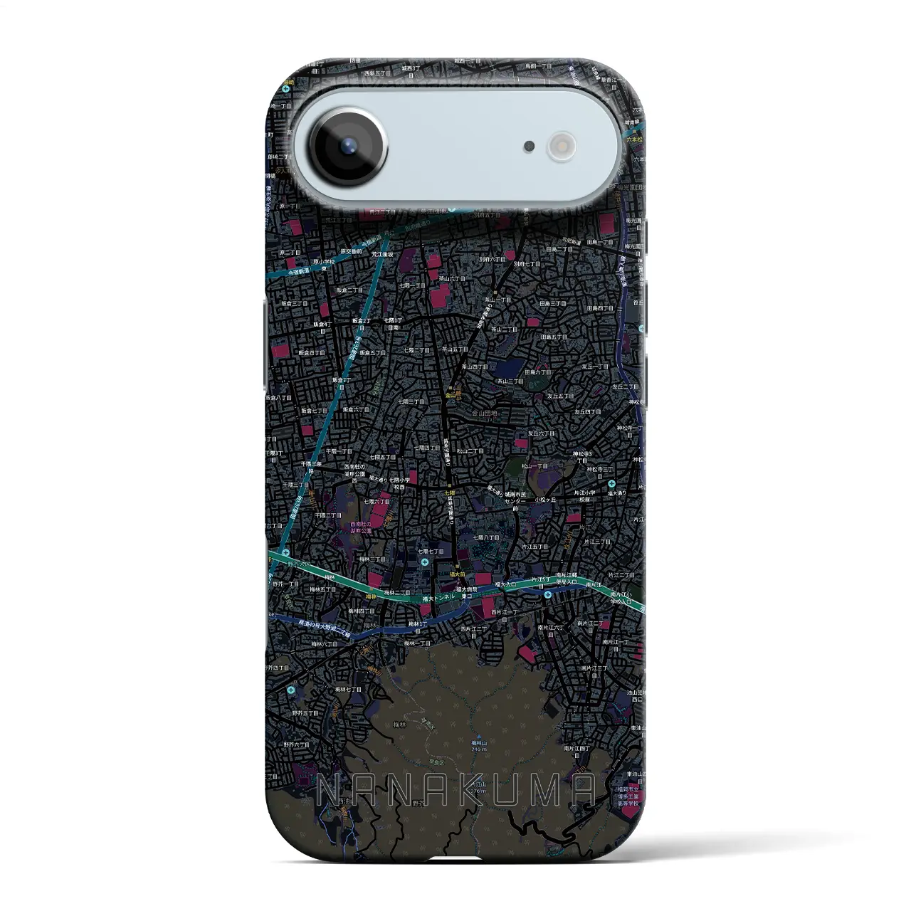 【七隈（福岡県）】地図柄iPhoneケース（バックカバータイプ）