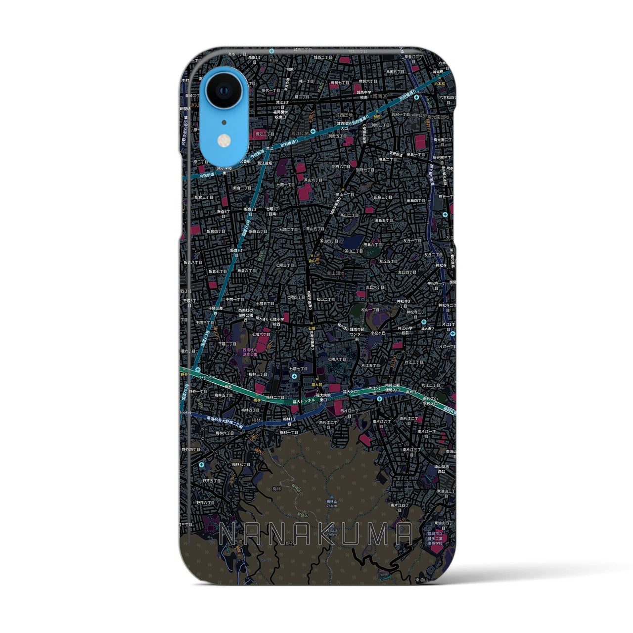 【七隈（福岡県）】地図柄iPhoneケース（バックカバータイプ）