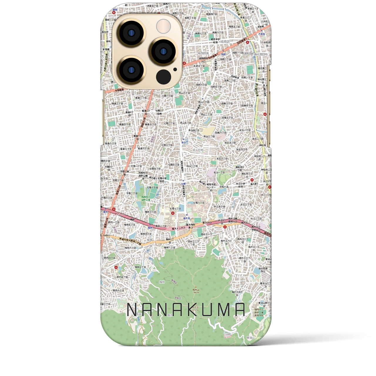 【七隈（福岡県）】地図柄iPhoneケース（バックカバータイプ）