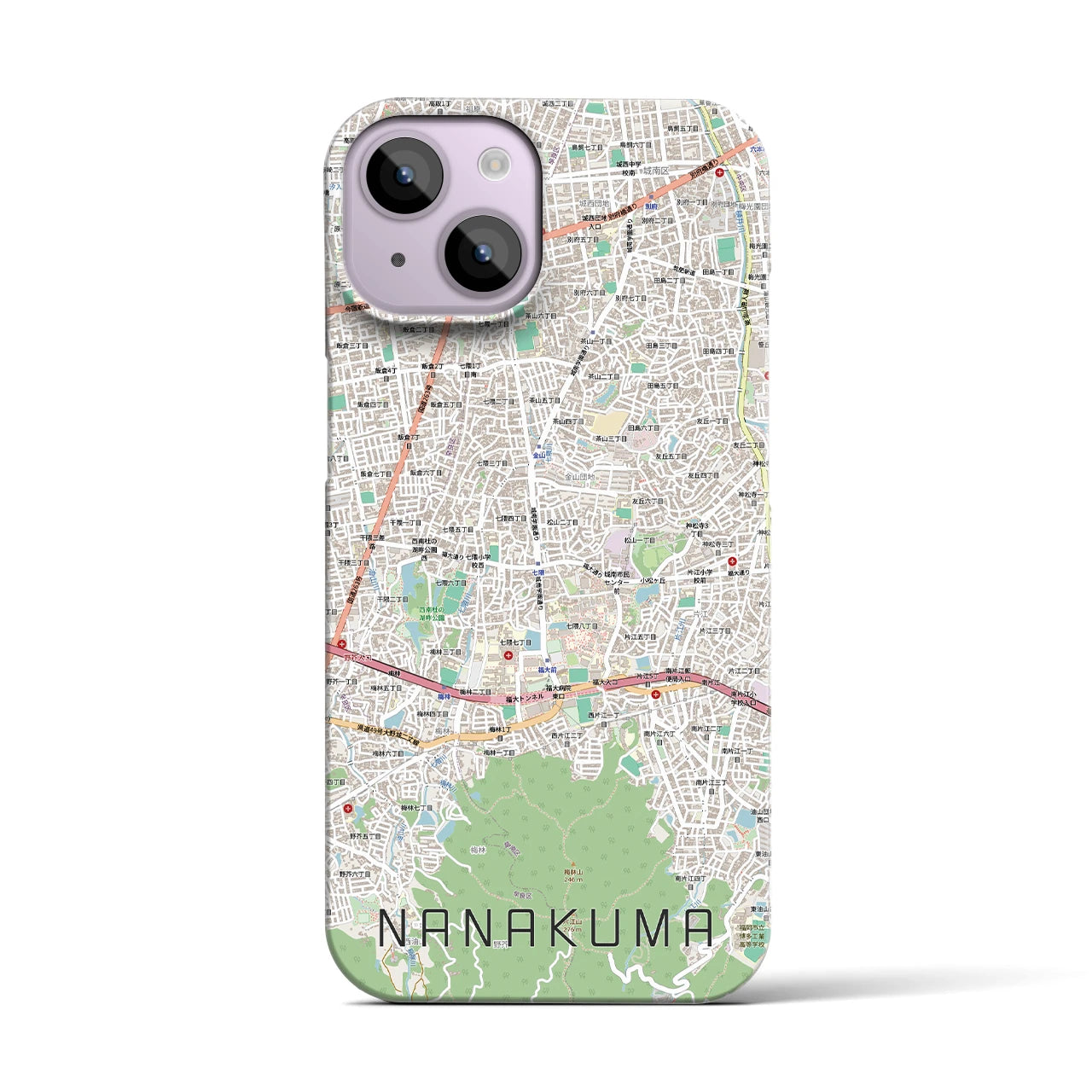 【七隈（福岡県）】地図柄iPhoneケース（バックカバータイプ）