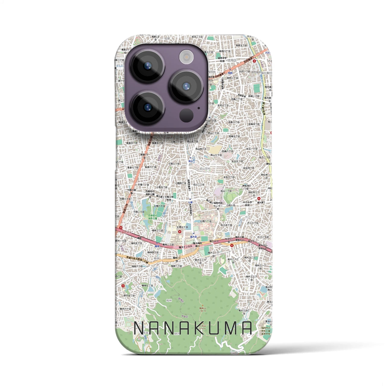 【七隈（福岡県）】地図柄iPhoneケース（バックカバータイプ）