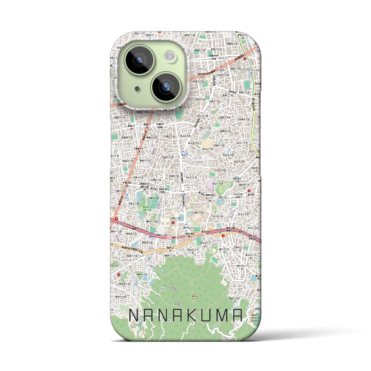 【七隈（福岡県）】地図柄iPhoneケース（バックカバータイプ）