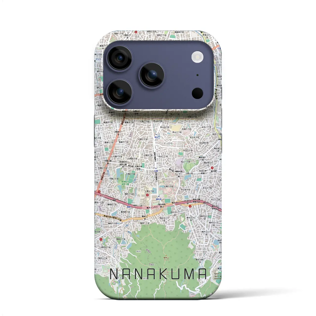 【七隈（福岡県）】地図柄iPhoneケース（バックカバータイプ）ブラック・iPhone 17 Pro Max 用