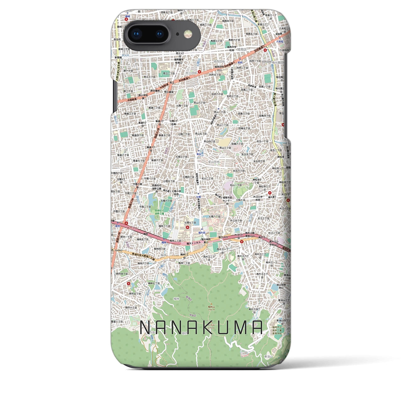 【七隈（福岡県）】地図柄iPhoneケース（バックカバータイプ）