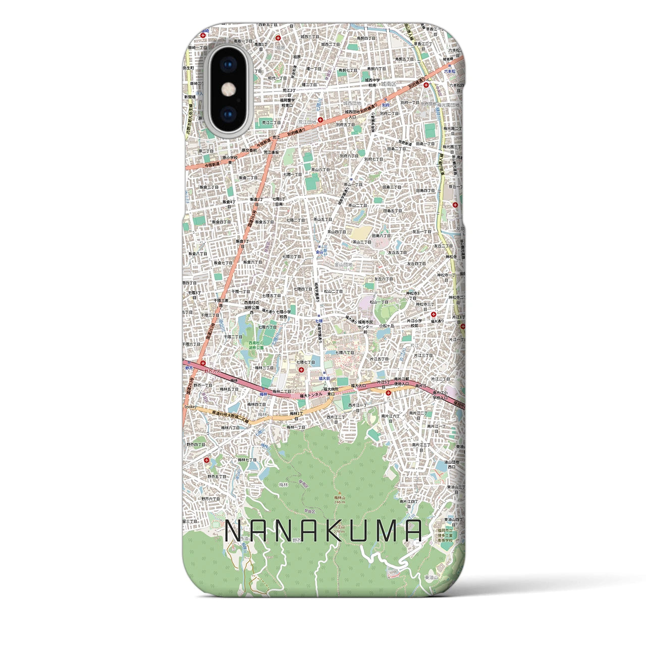 【七隈（福岡県）】地図柄iPhoneケース（バックカバータイプ）