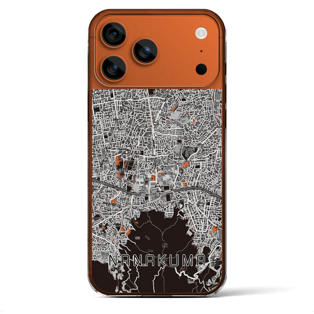 【七隈（福岡県）】地図柄iPhoneケース（クリアタイプ）モノトーン・iPhone 17 Pro Max 用