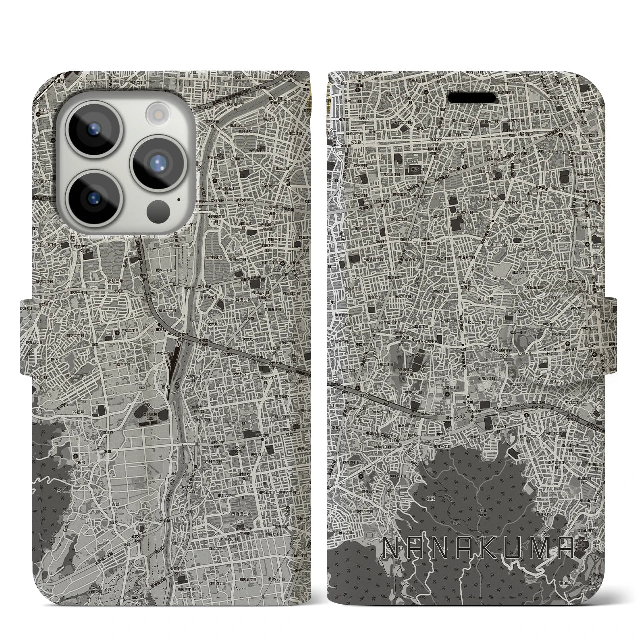 【七隈（福岡県）】地図柄iPhoneケース（手帳タイプ）