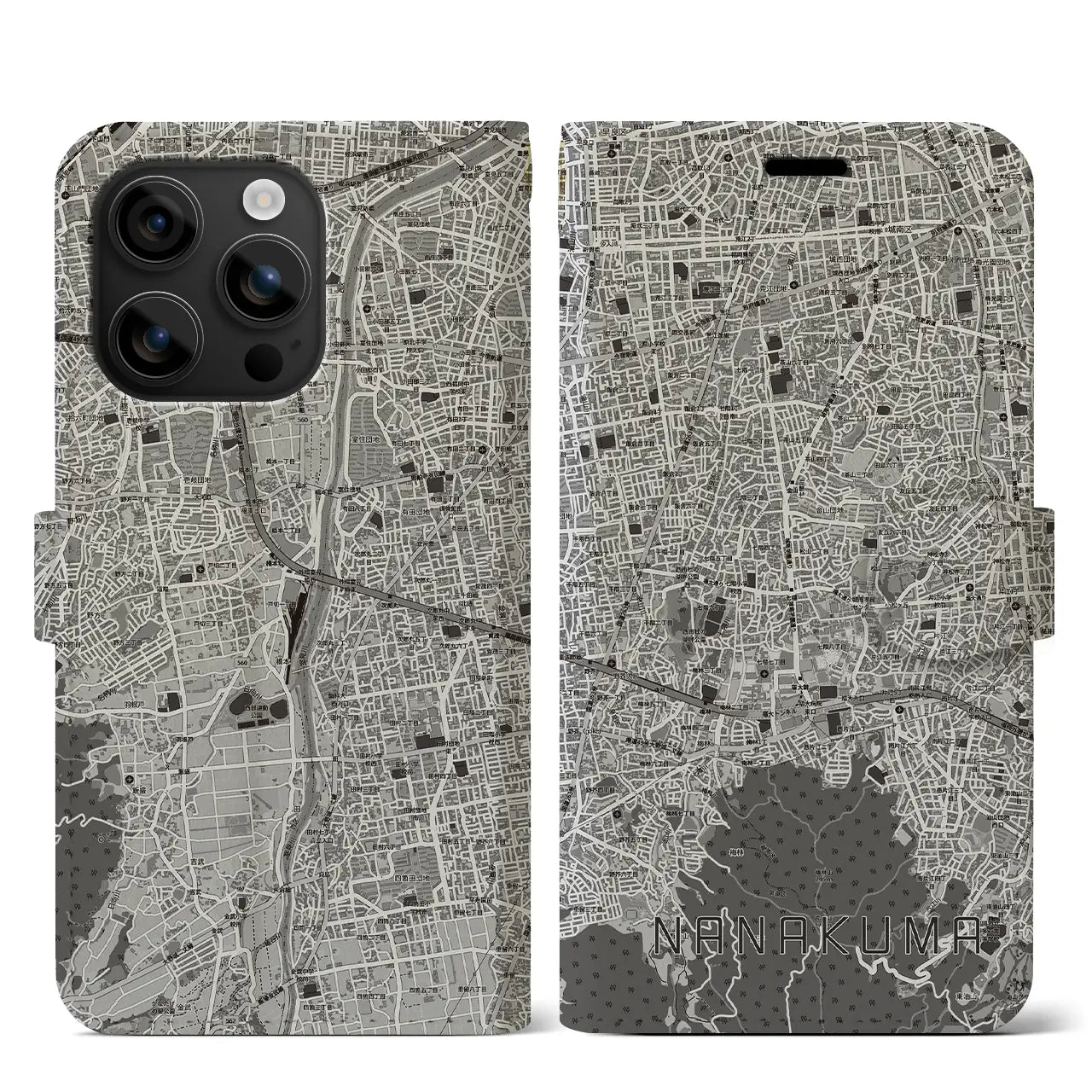 【七隈（福岡県）】地図柄iPhoneケース（手帳タイプ）