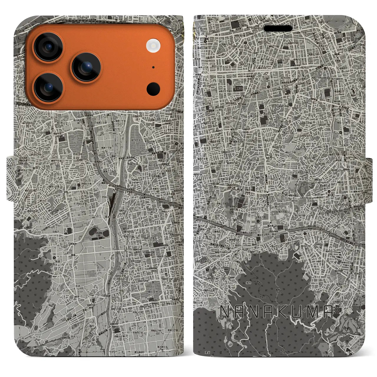 【七隈（福岡県）】地図柄iPhoneケース（手帳タイプ）