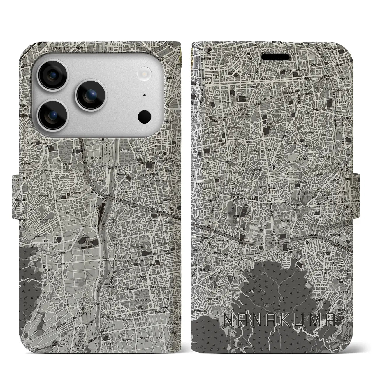 【七隈（福岡県）】地図柄iPhoneケース（手帳タイプ）