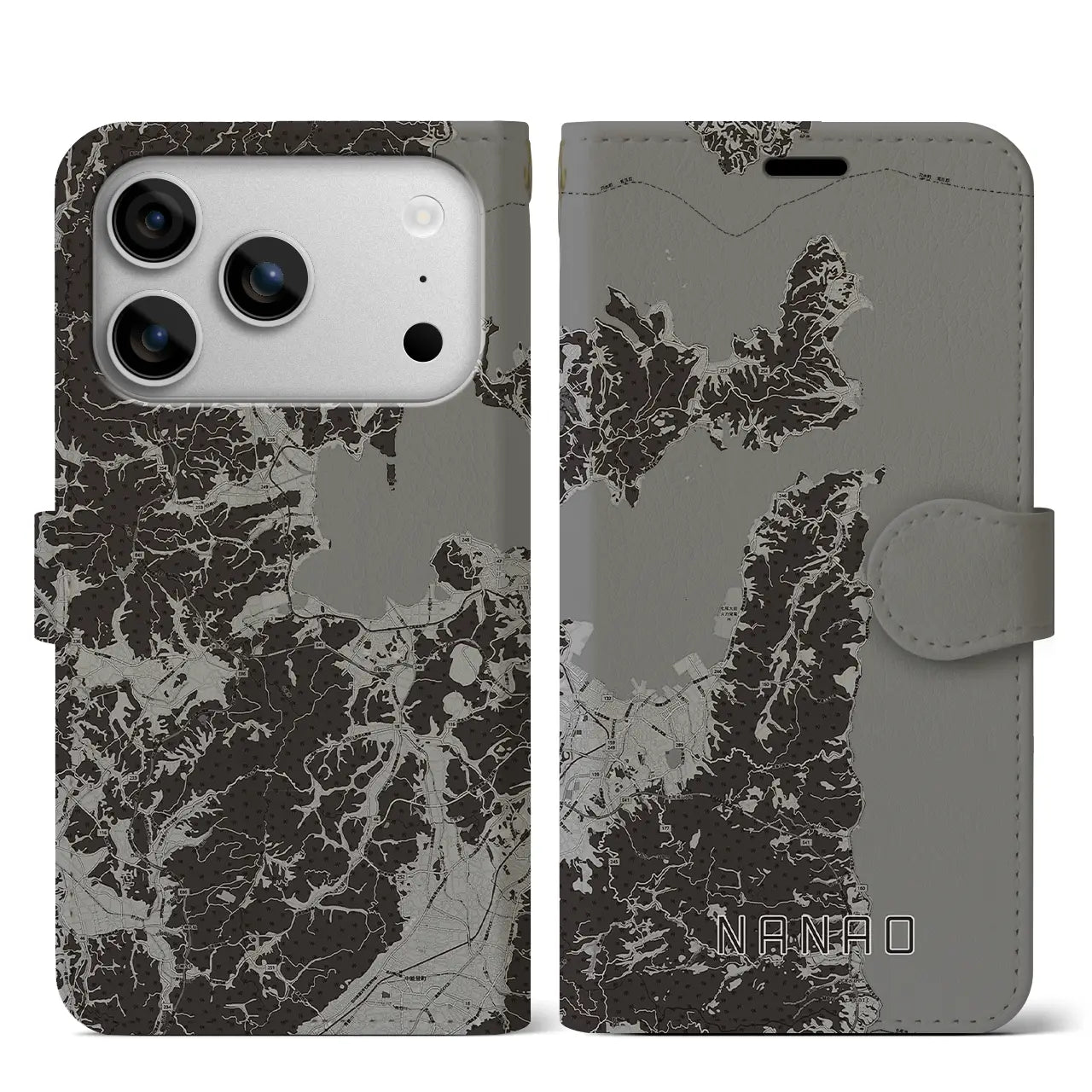 【七尾（石川県）】地図柄iPhoneケース（手帳タイプ）