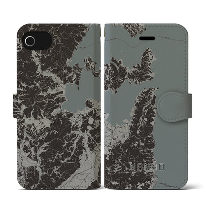 【七尾（石川県）】地図柄iPhoneケース（手帳タイプ）モノトーン・iPhone SE（第3 / 第2世代） / 8 / 7 / 6s / 6 用