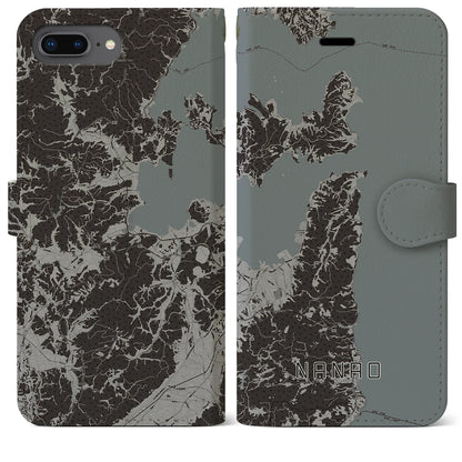 【七尾（石川県）】地図柄iPhoneケース（手帳タイプ）モノトーン・iPhone 8Plus /7Plus / 6sPlus / 6Plus 用