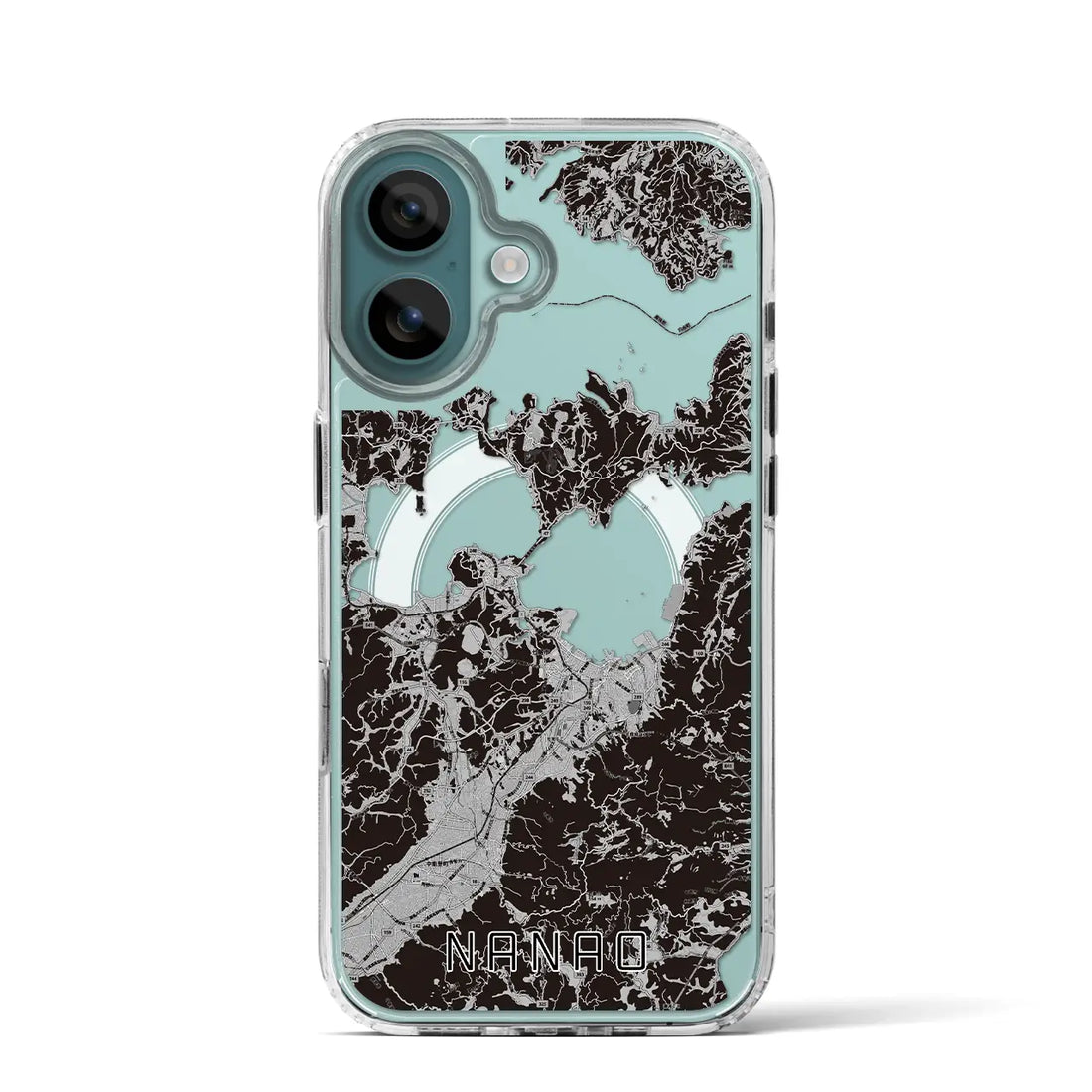 【七尾（石川県）】地図柄iPhoneケース（MagSafeタイプ）モノトーン・iPhone 16 Pro 用