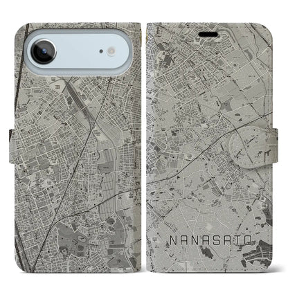 【七里（埼玉県）】地図柄iPhoneケース（手帳タイプ）