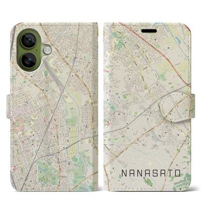 【七里（埼玉県）】地図柄iPhoneケース（手帳タイプ）