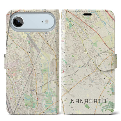 【七里（埼玉県）】地図柄iPhoneケース（手帳タイプ）